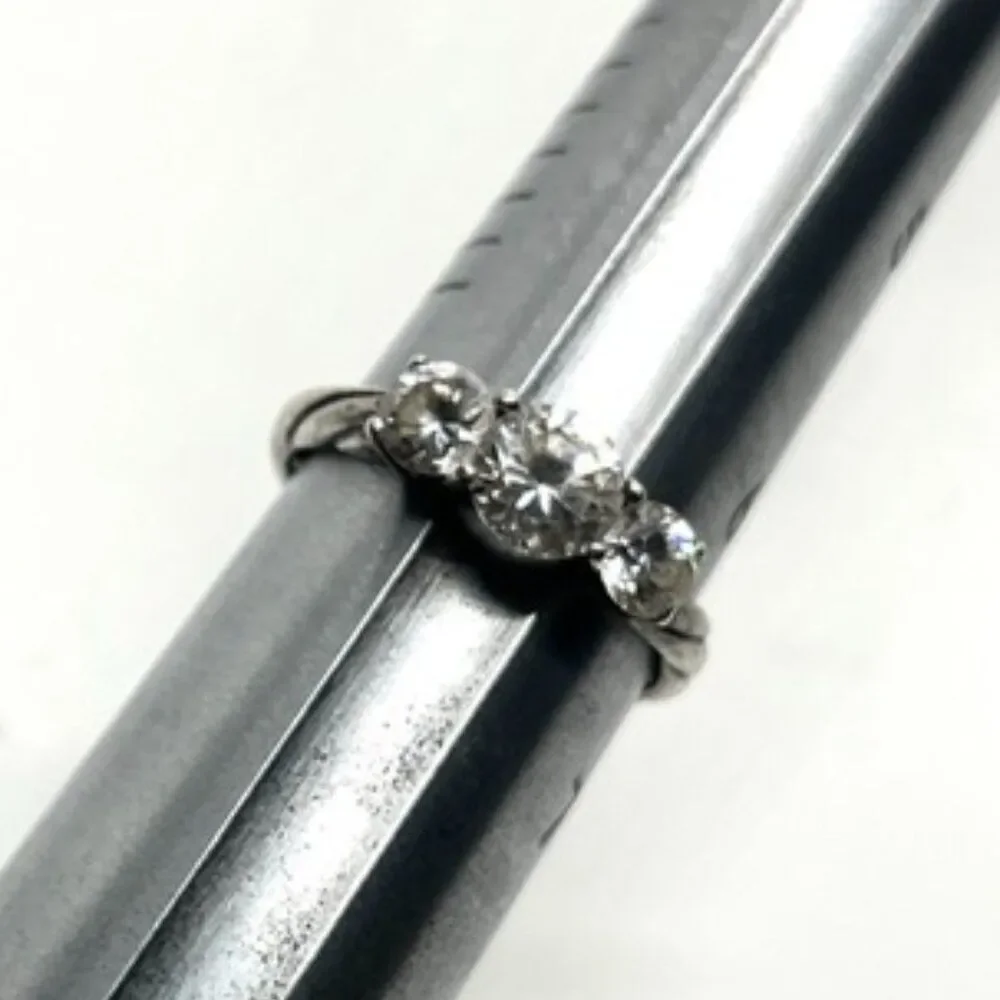 STERLING SILVER RING 925 Three Stone CZ Anniversary Promise Size 6.5